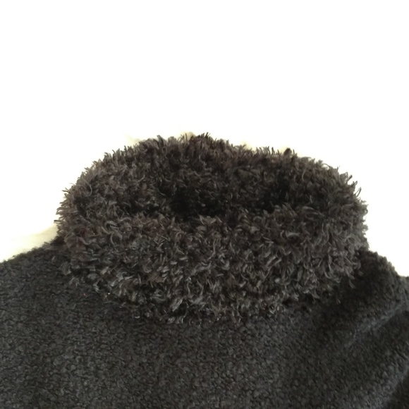 Fun Black Sweater with Eyelash Neck and Cuffs - Picture 2 of 4